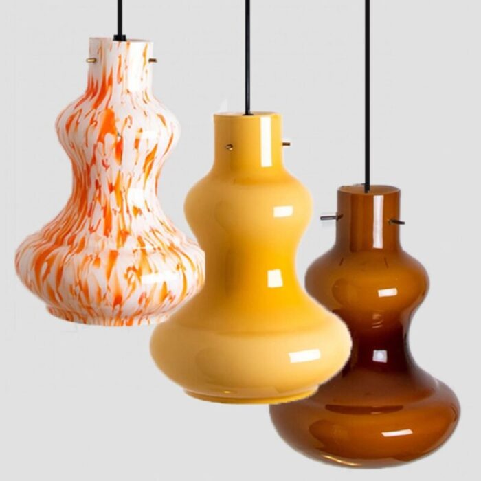 orange murano glass pendant light by massimo vignelli for venini 1960 6