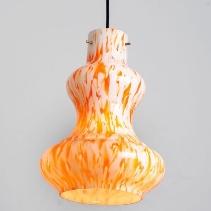 orange murano glass pendant light by massimo vignelli for venini 1960 8