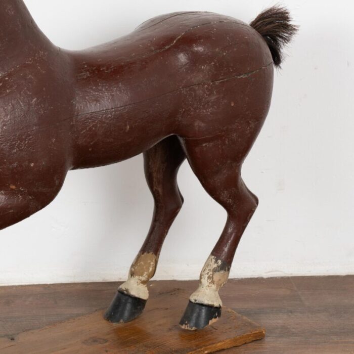 original brown painted and carved wooden horse from sweden circa 1900 2464