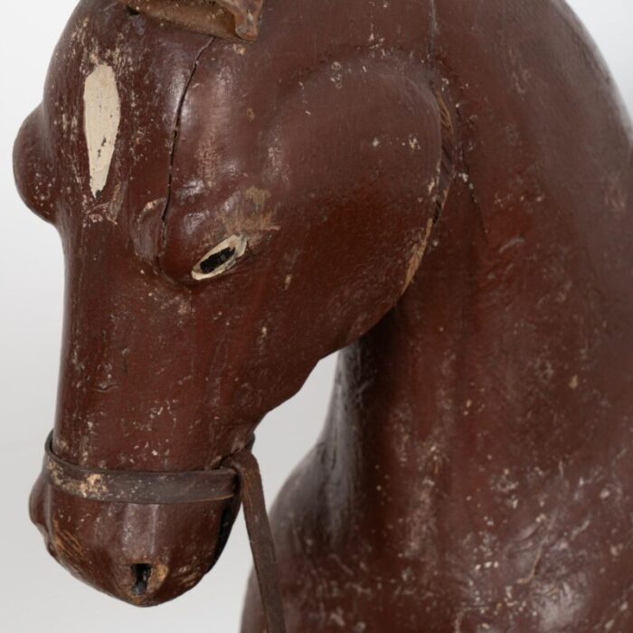 original brown painted and carved wooden horse from sweden circa 1900 7371