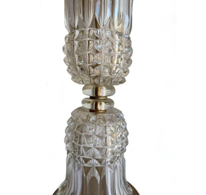 pair baccarat style mid 20th century molded glass table lamps 7121