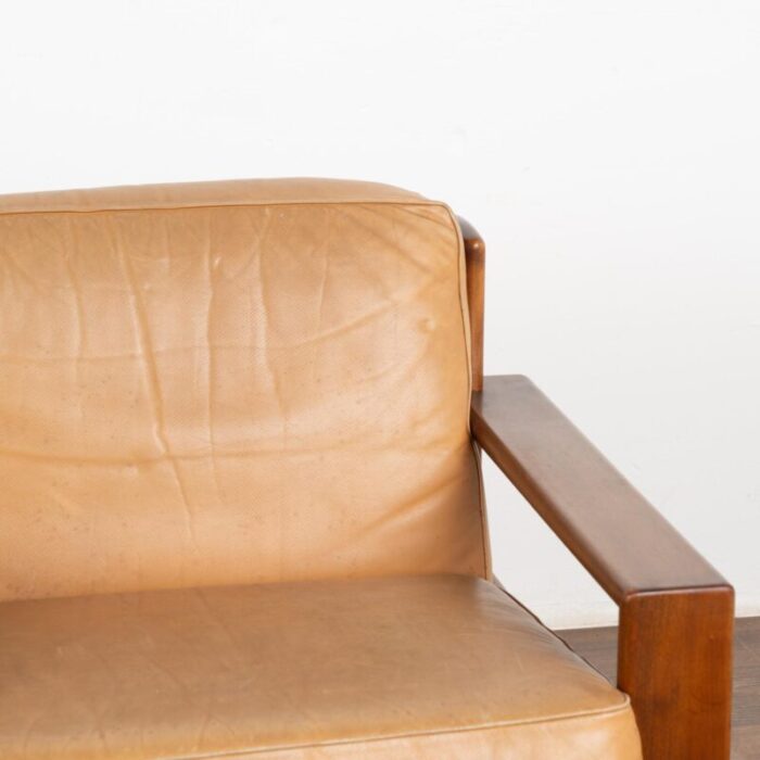 pair mid century camel leather arm chairs denmark circa 1960 5895