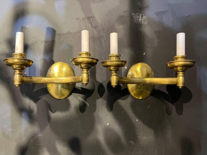 pair of 1920 caldwell gilt bronze sconces 2 lights 4878