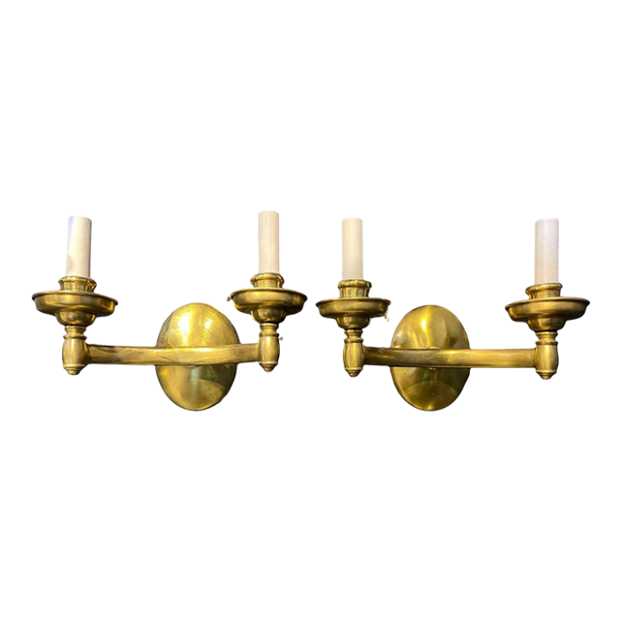 pair of 1920 caldwell gilt bronze sconces 2 lights 9933