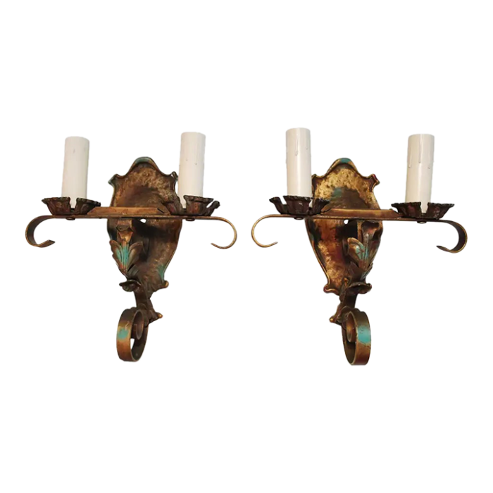 pair of 1920s wrought iron sconces 1645