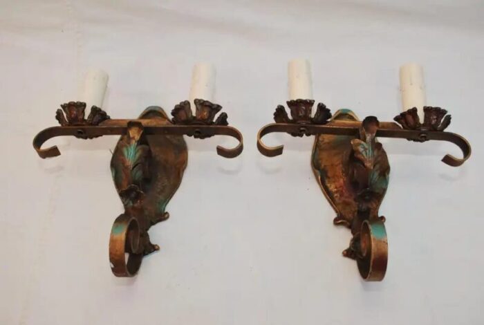 pair of 1920s wrought iron sconces 2760