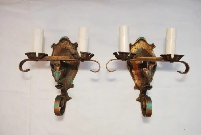 pair of 1920s wrought iron sconces 4581