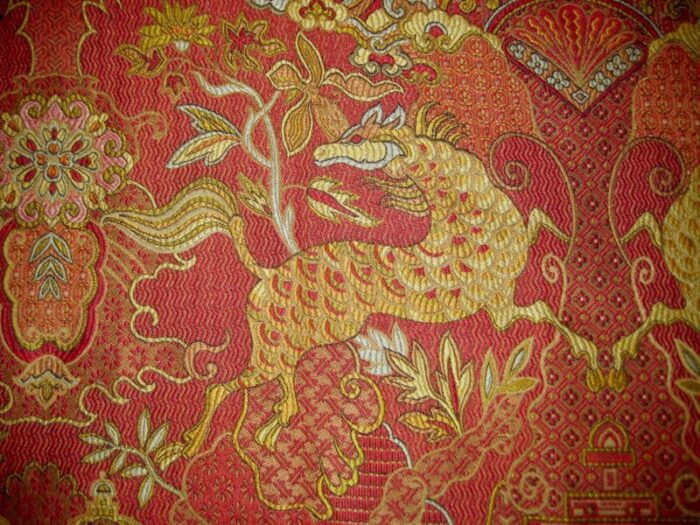 pair of 1980s jaquart chinoiserie curtain drapes 3340