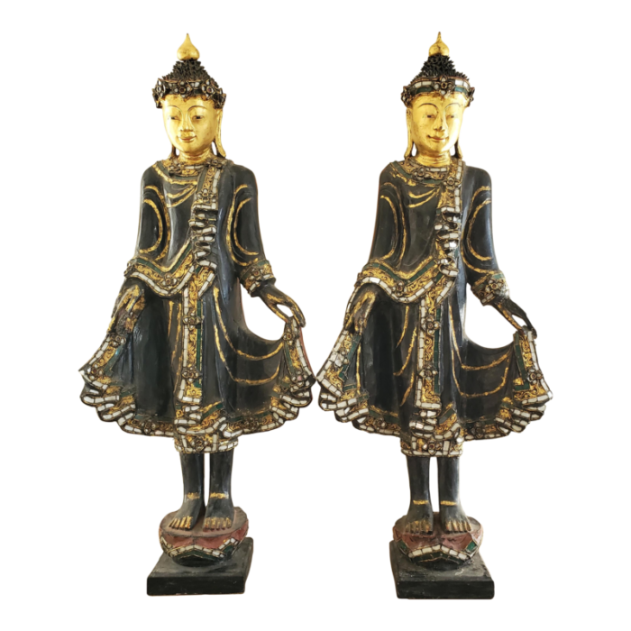 pair of 19th century burmese mandalay standing buddhas 7770