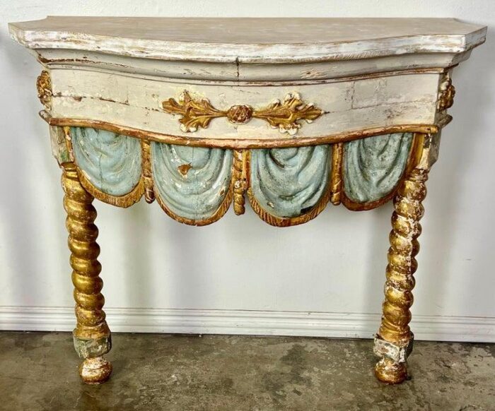 pair of 19th century italian painted and parcel gilt consoles 1220