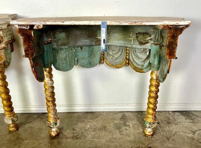 pair of 19th century italian painted and parcel gilt consoles 1653