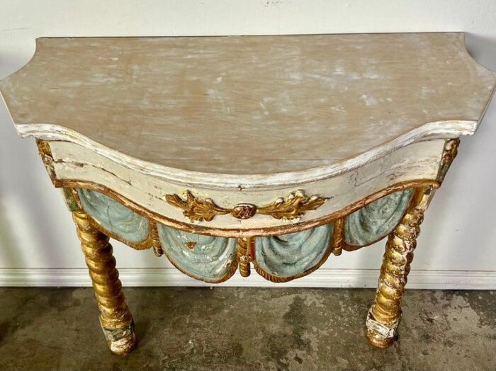 pair of 19th century italian painted and parcel gilt consoles 6228