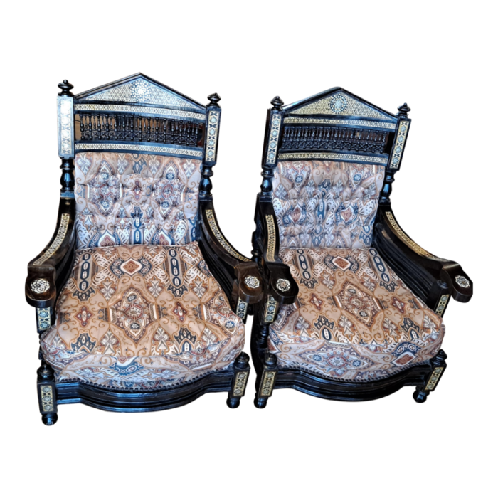 pair of 19th century or earlier middle eastern armchairs 3464