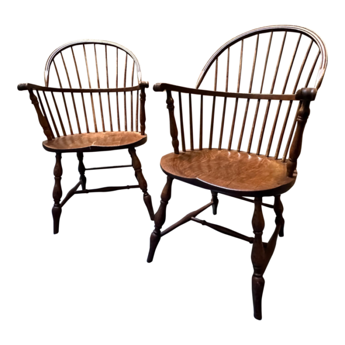 pair of american bow back oak windsor armchairs early 1900s 1809