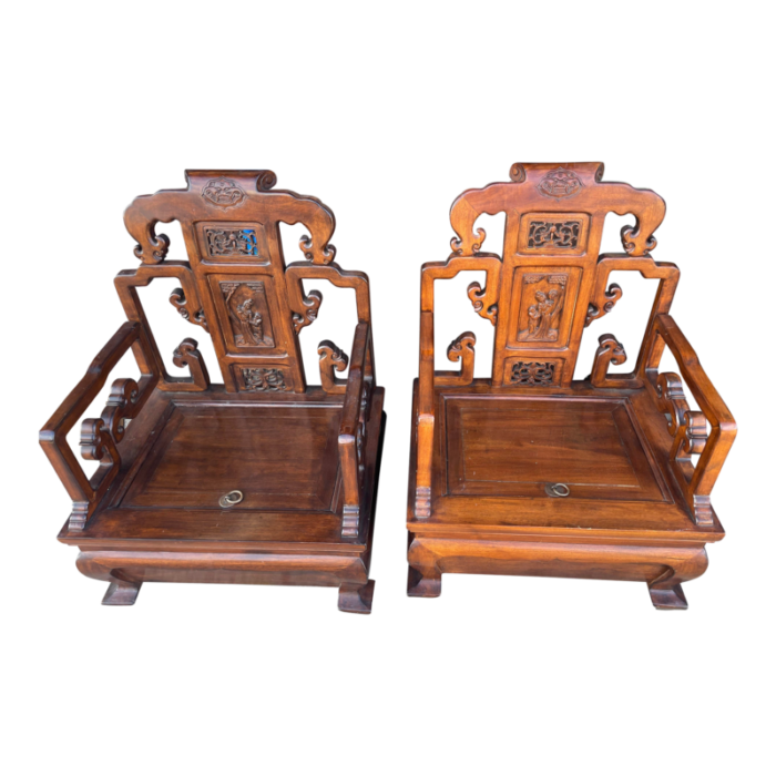 pair of antique 19th century chinese ming throne shopkeepers chairs 6579