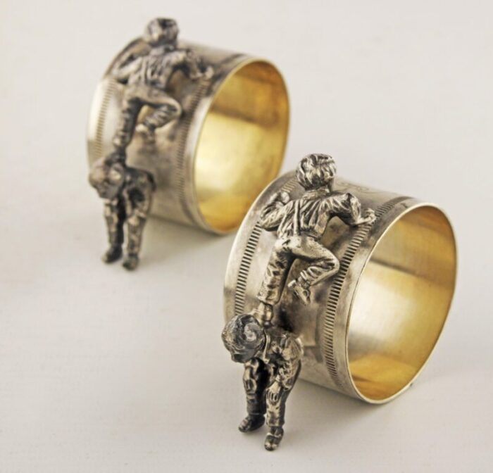 pair of early 20th century jugendstilart nouveau silver napkin rings and decorative box by german company wurttembergische metallwarenfabrik wmf 0980