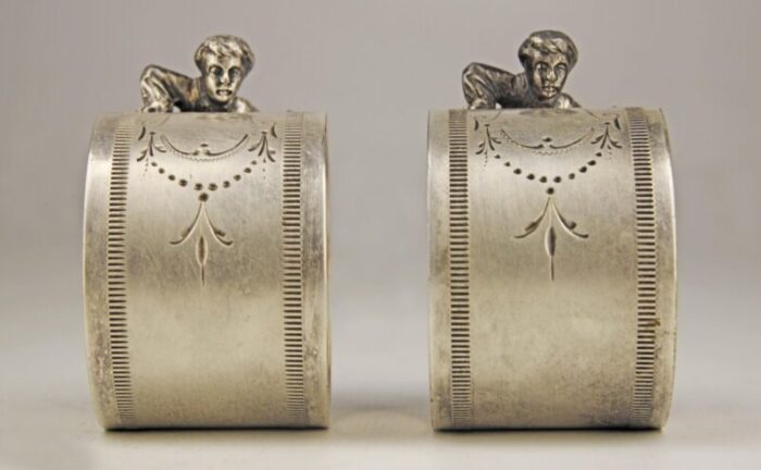 pair of early 20th century jugendstilart nouveau silver napkin rings and decorative box by german company wurttembergische metallwarenfabrik wmf 1723