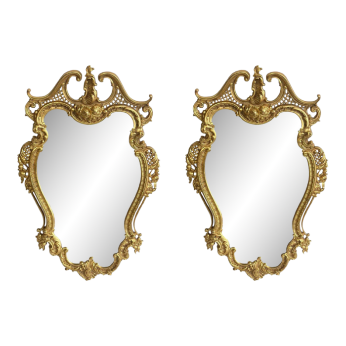 pair of early 20th century louis xv style dore bronze mirrors 5289