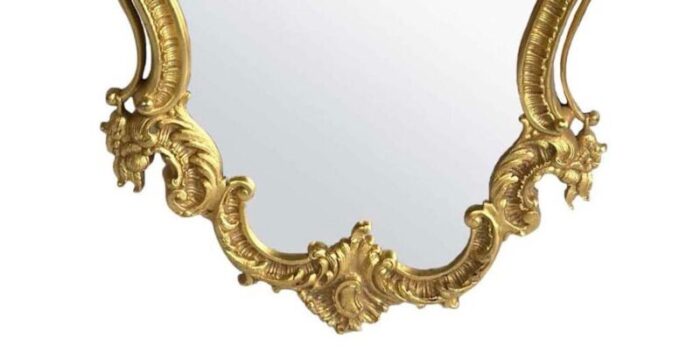 pair of early 20th century louis xv style dore bronze mirrors 7107