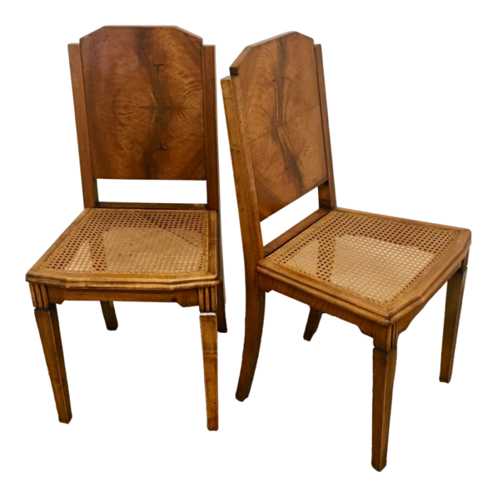 pair of french art deco walnut side chairs 1930 9293