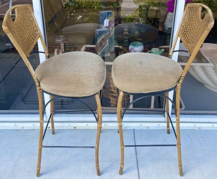 pair of hollywood regency style bar stools 3720