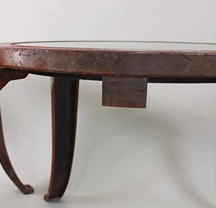 pair of industrial glass top tables circa 1940s 8322