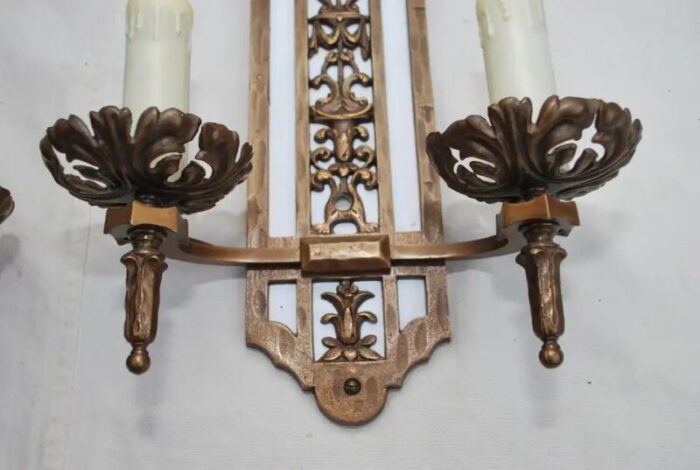 pair of large 1920s bronze sconces 0346