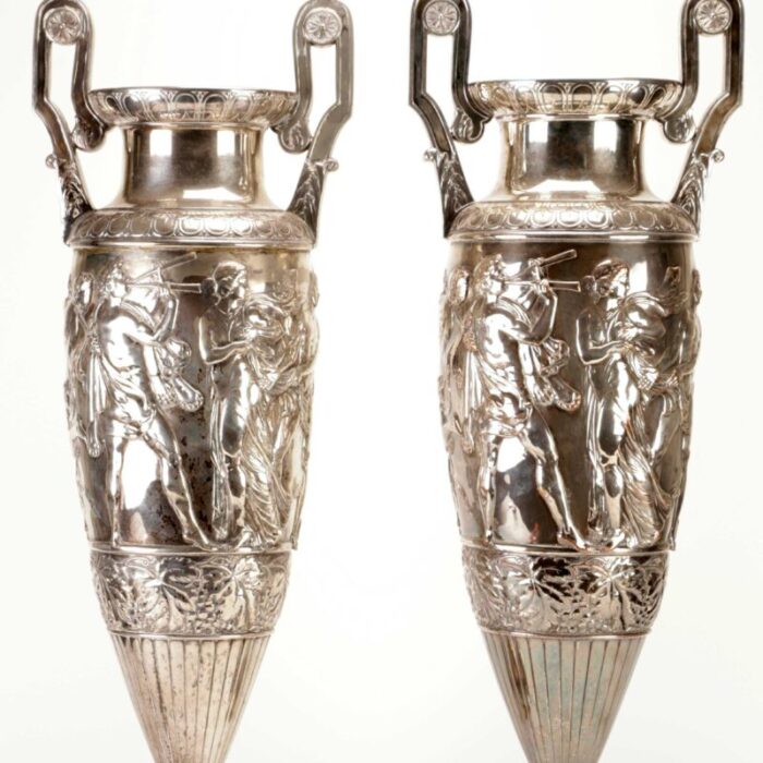 pair of late 19th century wmf urns with neoclassical friezes 2374