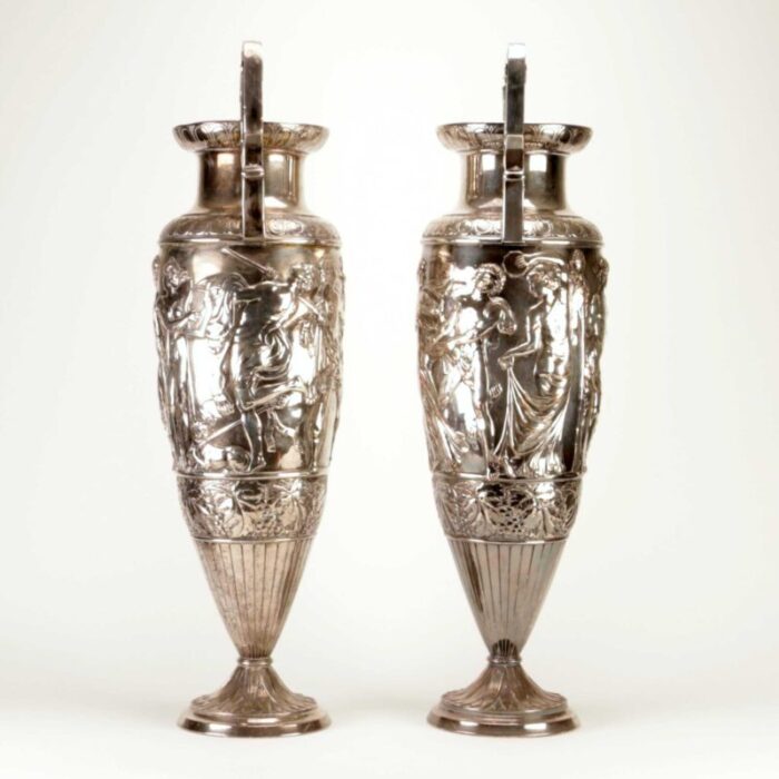 pair of late 19th century wmf urns with neoclassical friezes 3859