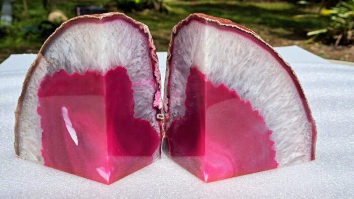 pair of mid 20th century agate geode natural bookends 4210