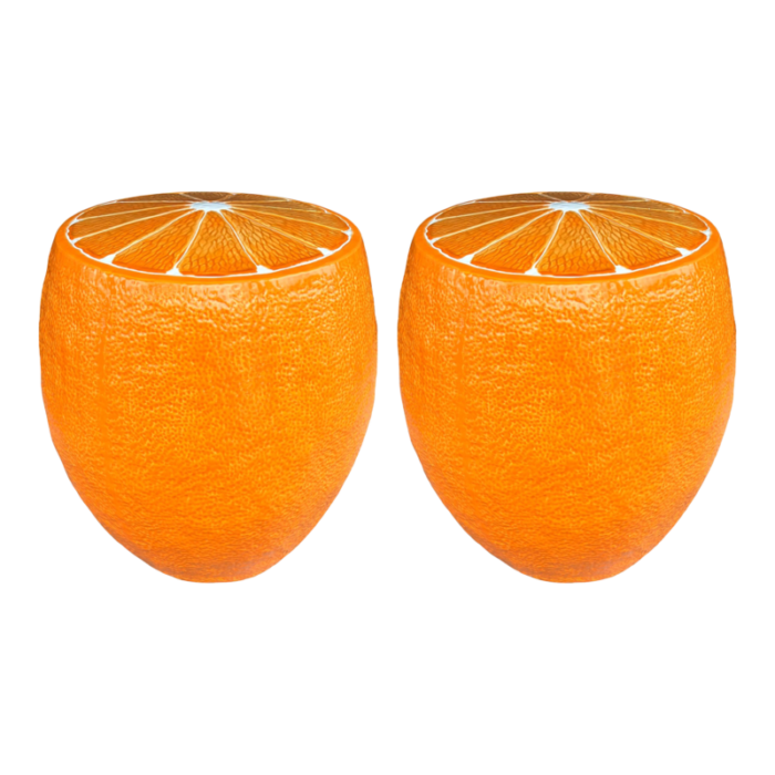 pair of orange ceramic garden stools 4803