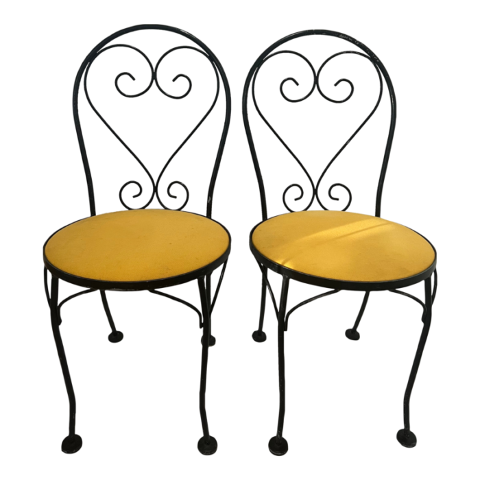 pair of vintage iron side chairs 9324