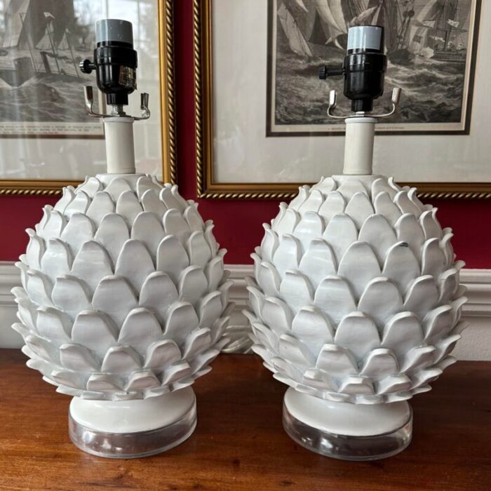 pair vintage artichoke lamps 3349