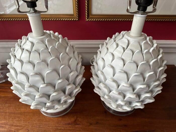 pair vintage artichoke lamps 8879