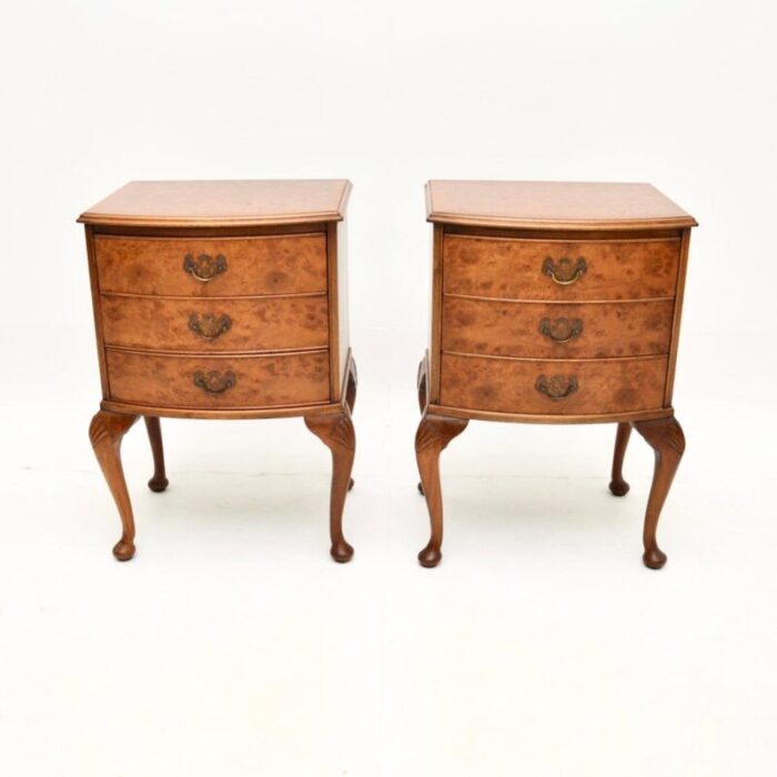 pair antique burr walnut bedside chests cabinets 2 master