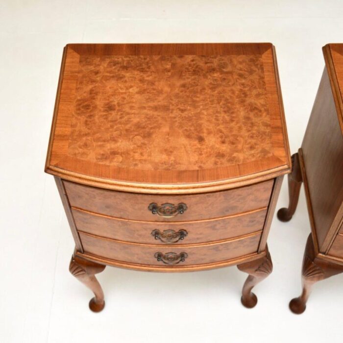 pair antique burr walnut bedside chests cabinets 3 master