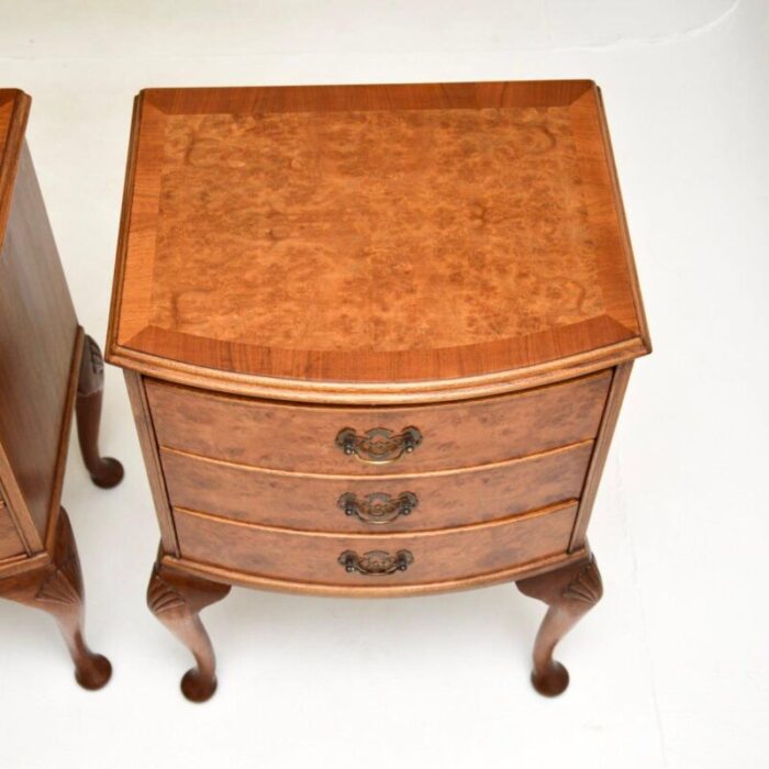 pair antique burr walnut bedside chests cabinets 4 master