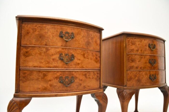 pair antique burr walnut bedside chests cabinets 5 master