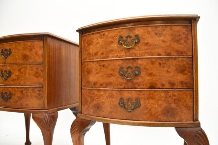 pair antique burr walnut bedside chests cabinets 6 master