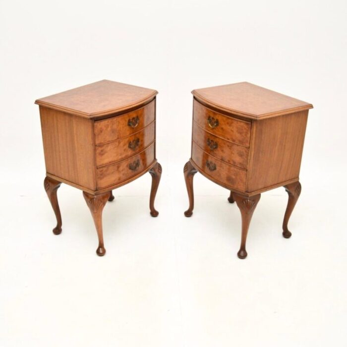 pair antique burr walnut bedside chests cabinets 9 master