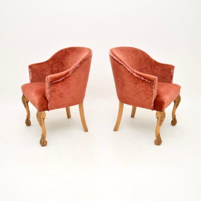 pair antique queen anne tub chairs armchairs 3 master