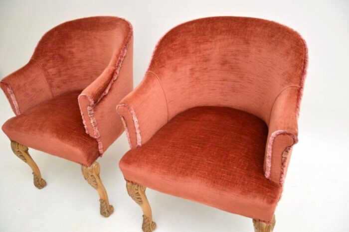 pair antique queen anne tub chairs armchairs 5 master