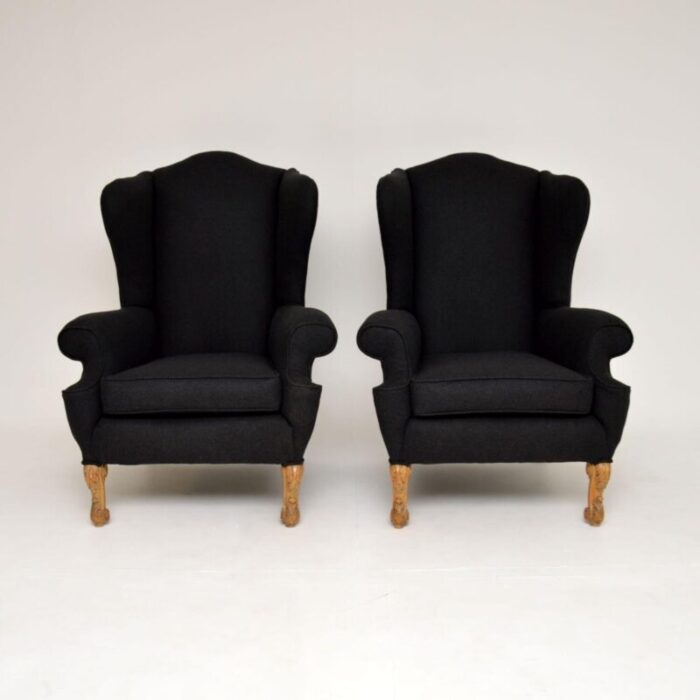 pair antique wing back armchairs hille 2 master