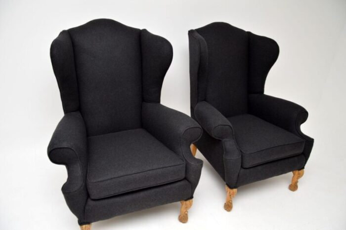 pair antique wing back armchairs hille 5 master