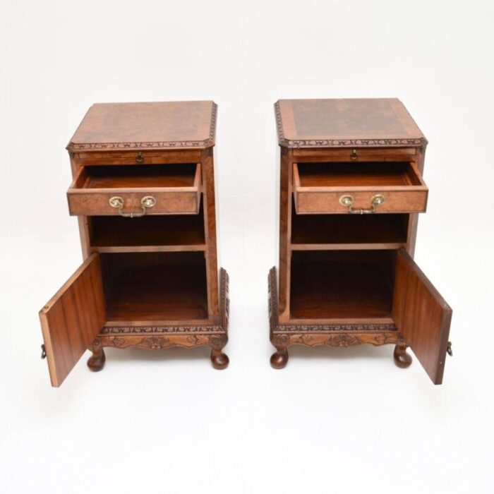 pair of antique walnut bedside cabinets 3 master