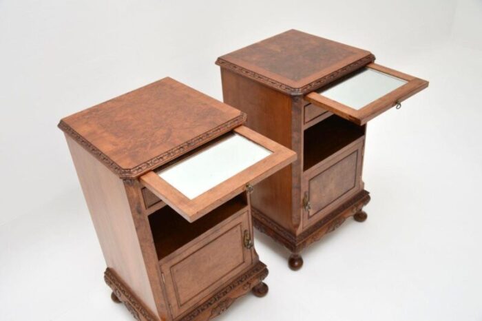 pair of antique walnut bedside cabinets 8 master