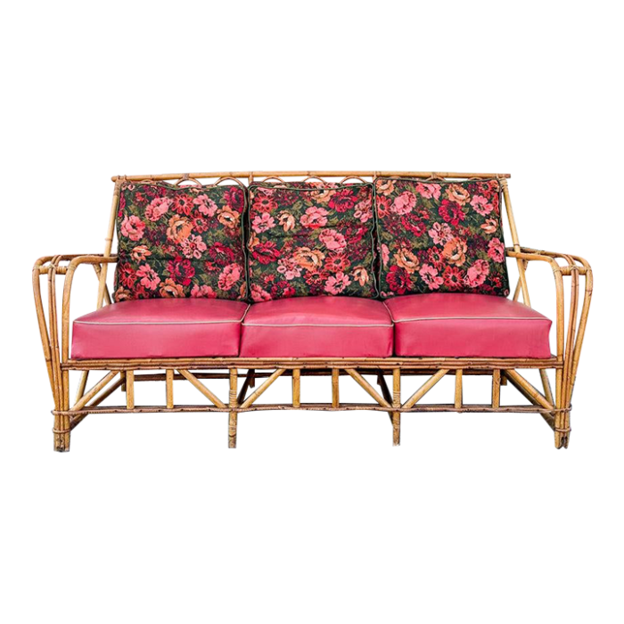 palm beach regency 1940s rattan sofa 8709