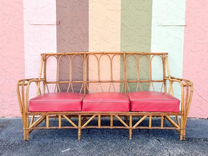 palm beach regency 1940s rattan sofa 9787