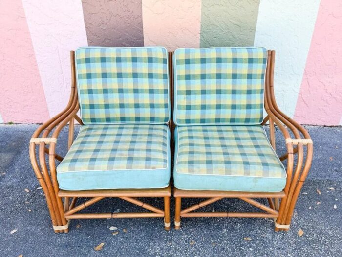 palm beach regency 1940s two piece rattan loveseat 4712