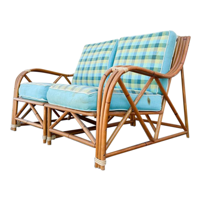 palm beach regency 1940s two piece rattan loveseat 8273